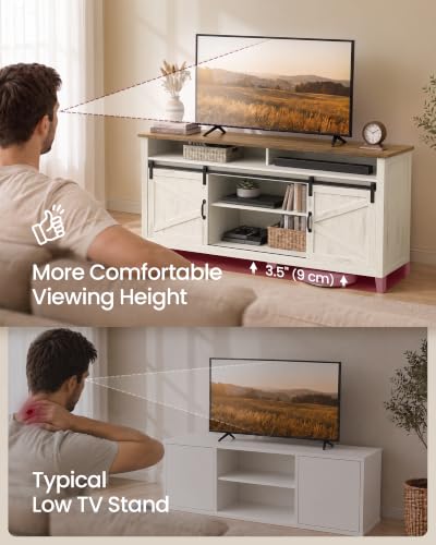 Tall Farmhouse TV Stand, Entertainment Center with Barn Doors, view 7