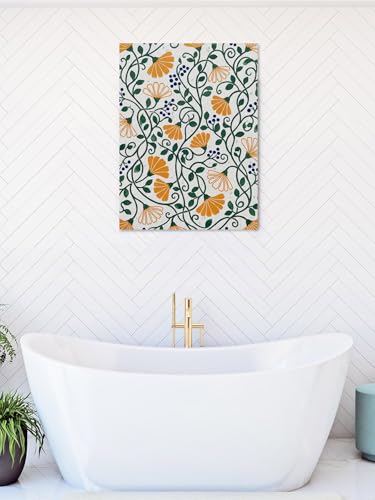 NuYeBiofx Boho Botanical Flowers Art Canvas Wall Art Prints,40"x28" Framed Picture Artwork Teal Orange Cream Plants Printed Canvas Oil Painting for Living Room Bedroom Office,Ready to Hang