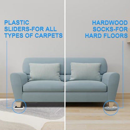 New Upgrade Furniture Sliders, Multi-Surface 3-in-1 Furniture Movers Sliders, Heavy Moving Pads with 8PCS 4.3" Carpet Sliders+4PCS Hard Floor Socks+1 Lifter, Protect Floor and Easily Move Furniture