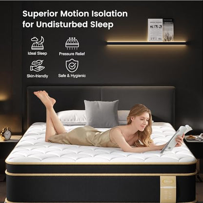 King Size Mattress [New Version], 12 Inch Gel Memory Foam Hybrid Mattress King Bed in a Box, Pressure & Pain Relief, Individual Pocket Spring, Edge Support, Medium Firm, CertiPUR-US
