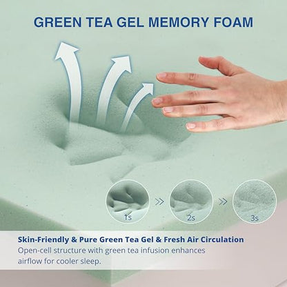 12 Inch Full Mattress,Gel-Infused Green Tea Memory Foam,Medium Firm, view 5