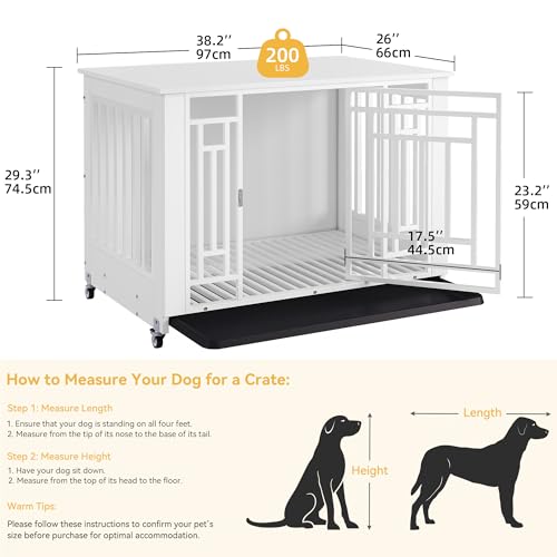 76" Double Dog Crate Furniture for 2 Large Medium Dogs Chew-Resistant, view 4