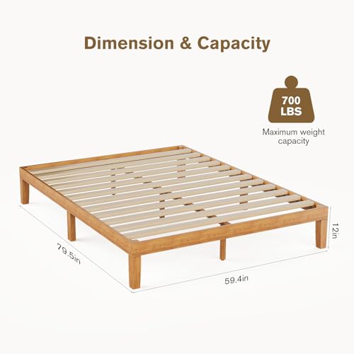 Queen Size Bed Frames, 12 Inch Height Wood Platform Bed Frame, view 3