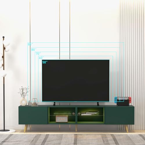 86" LED TV Stand, Modern Entertainment Center for 75" TV, Green, view 6
