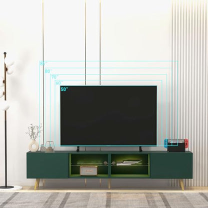 86" LED TV Stand, Modern Entertainment Center for 75" TV, Green, view 6