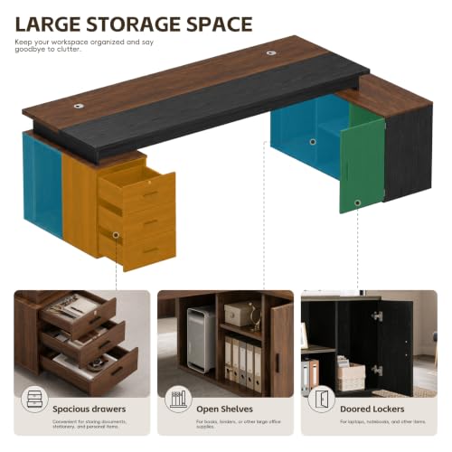 Executive Office Desk, Modern Manager Desk with Floating Desktop Design, view 5