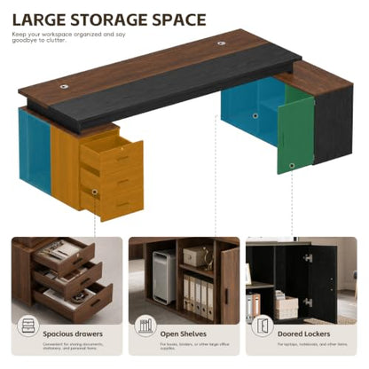 Executive Office Desk, Modern Manager Desk with Floating Desktop Design, view 5