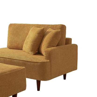 72" Indoor Chaise Lounge Chair with Ottoman, Upholstered Boucle Long Chaise, view 5