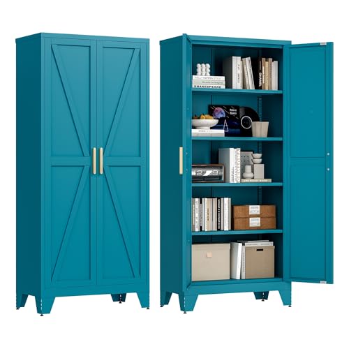 71'' Farmhouse Metal Storage Cabinet with Barn Doors, view 2