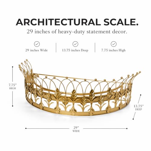 Creative Co-Op Decorative Metal Curtain or Canopy Crown, Gold Finish, view 4