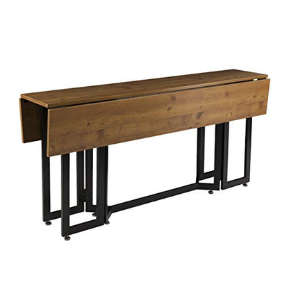 Holly & Martin Driness Drop Leaf Table - Oak with Black - Transitional Design, Brown Iron and Wood - Ideal for Dining Room, Kitchen (DN7448)