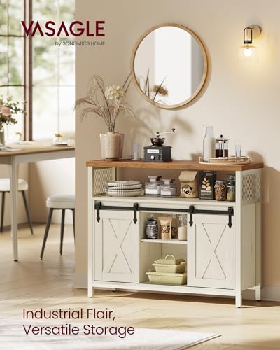 Buffet Cabinet, Coffee Bar with 2 Sliding Barn Doors, view 4