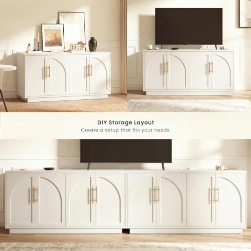 59" Sideboard Cabinet with Arched Doors,Cream Grey(Not White), view 6