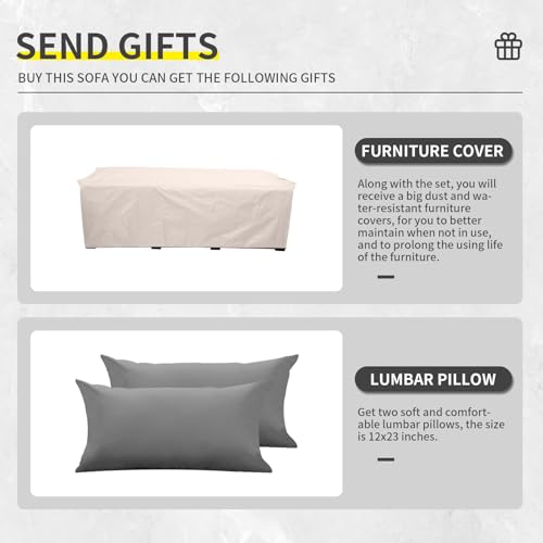 Wicker Patio Couch Outdoor 3-seat Sofa with All-Weather Rattan Deep Seater Outdoor Couch with Anti-Slip Cushions and Furniture Cover, Light Grey