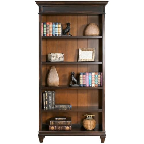 Hartford Wood Bookcase in Two Tone Distressed Black