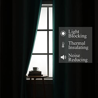 Teal and Brown Blackout Curtains for Bedroom, Thermal Insulated Drapes 108 Inches Long, Full Light Blocking Energy Saving Long Curtains for Living Room, 52Wx108L, 2 Panels