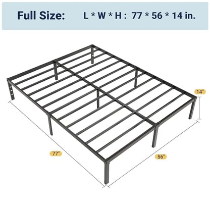 Full Size Bed Frame, 14 inch Metal Beds with Storage Space, Black, view 3