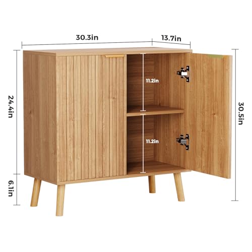 Fluted Storage Cabinet, Buffet Cabinet with Storage, view 3