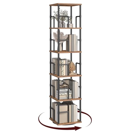 5-Tier Rotating Bookshelf, Freestanding Corner Bookshelf, 360° Spinning Bookcase, view 2