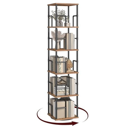5-Tier Rotating Bookshelf, Freestanding Corner Bookshelf, 360° Spinning Bookcase, view 2