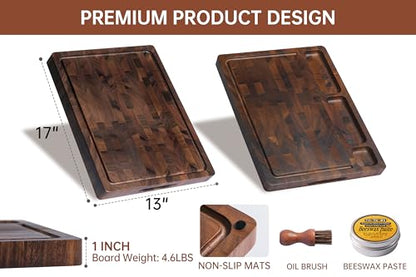 Walnut Cutting Boards for Kitchen Solid Wood End Grain 17"×13"×1", view 4