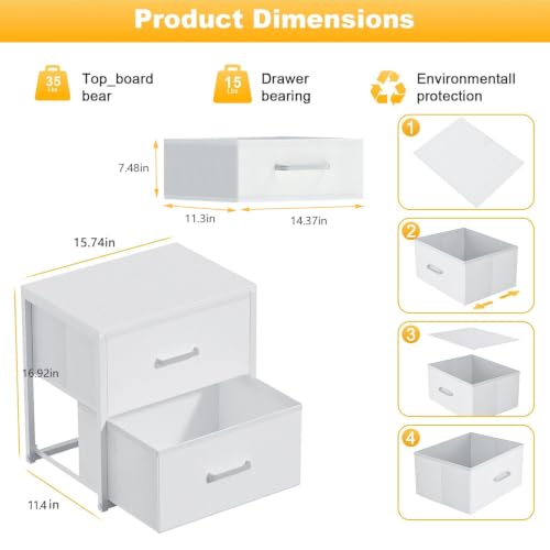 2 Pack Stackable Storage Drawers, Closet Drawers, White, view 3