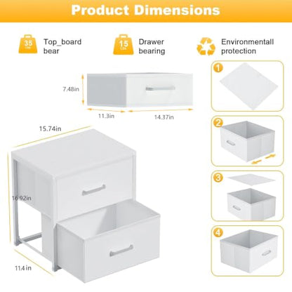 2 Pack Stackable Storage Drawers, Closet Drawers, White, view 3