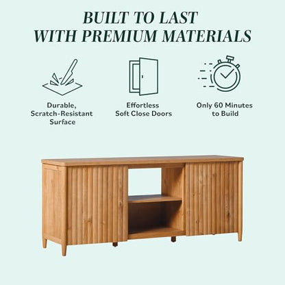 Scandinavian Reeded TV Stand with Storage for up to 70" TV English Oak