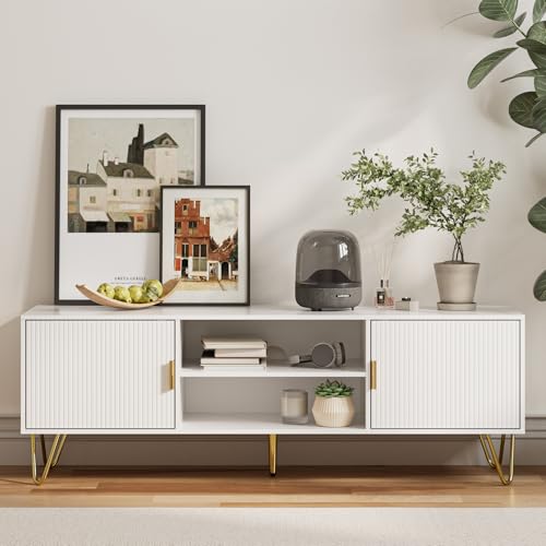TV Stand for 55-65 Inch TV, Entertainment Center with Soft Hinge Door, view 6