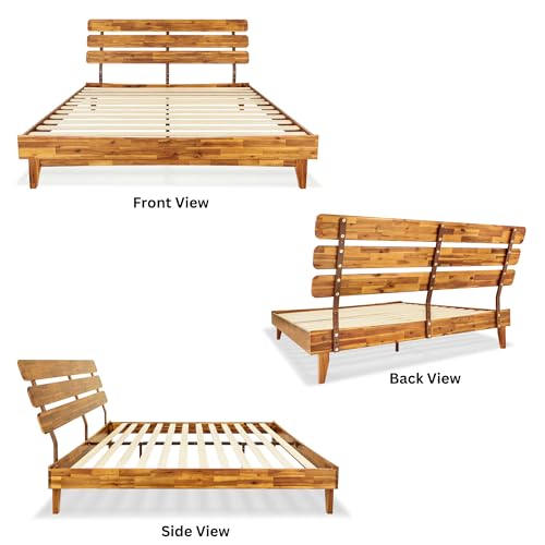 Caden 15 Inch Deluxe Bed Frame with Adjustable Headboard, Mid Century, view 4