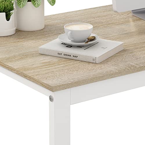 Home Office Computer Desk Corner Desk with 3 Drawers and 2 Shelves, 54 Inch Large L-Shaped Study Writing Table with Storage Cabinet - Walnut and White