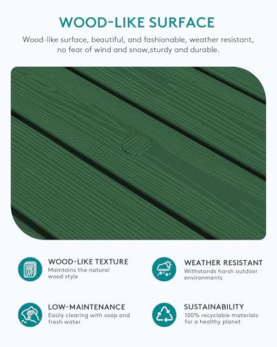 HDPE Outdoor Coffee Table with Umbrella Hole, Green