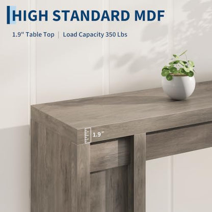 70.9 in Gray Entryway Table, Wooden Farmhouse Console Table Below Mounted TV, view 7