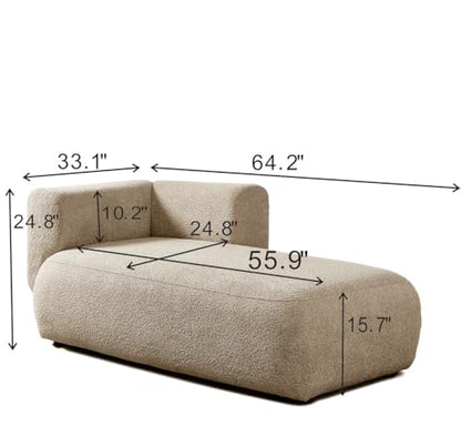 Boucle Upholstered Right Facing Chaise Lounge Indoor for Living Room Bedroom, view 3