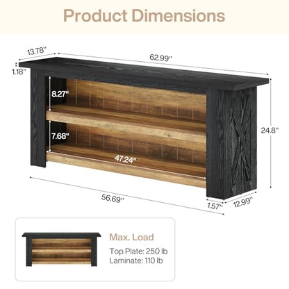 Wooden TV Stand for 65 Inch TV, Black Entertainment Center, view 3