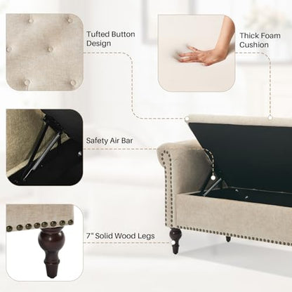 Velvet Chaise Lounge with Storage & Left Armrest,Brown, view 7
