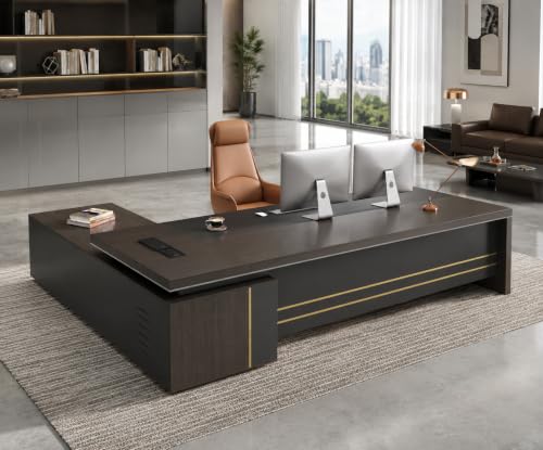 87" L-Shaped Executive Desk with Reversible Return, view 2