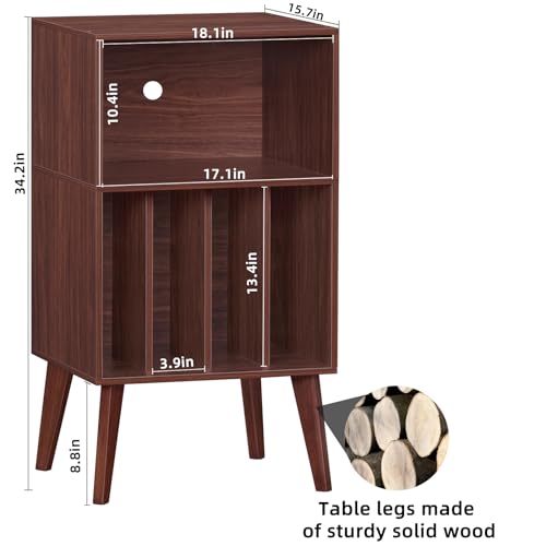 Record Player Stand, Walnut Turntable Stand Holds up to 160 Albums, view 4