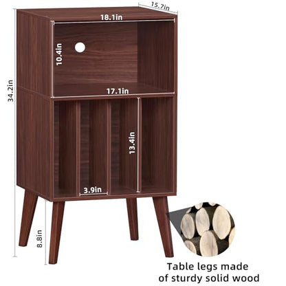 Record Player Stand, Walnut Turntable Stand Holds up to 160 Albums, view 4