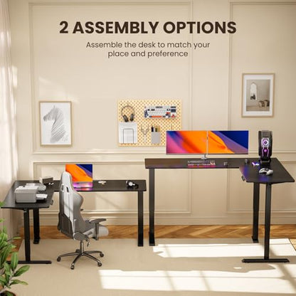 75" x 63" L Shaped Standing Desk Electric Adjustable Height, Black, view 5