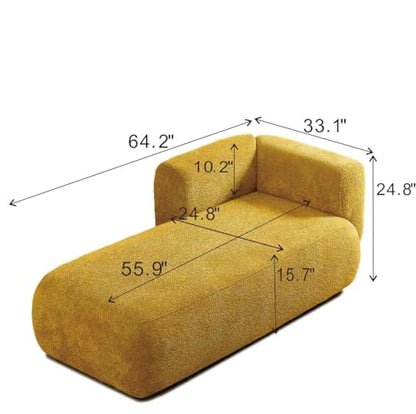 Boucle Upholstered Left Facing Chaise Lounge Indoor for Living Room Bedroom, view 3