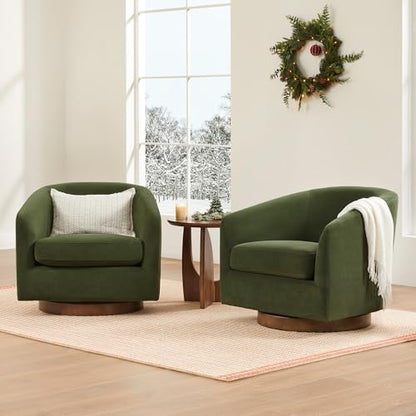 CHITA Swivel Accent Chair, FSC Wood Frame, Fully Assembled, Forest Green
