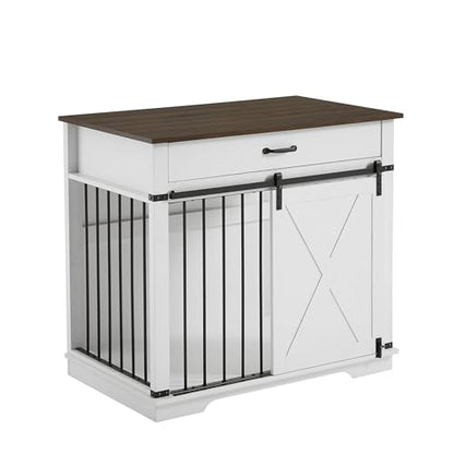 Wooden Dog Cage Furniture Style Farmhouse Dog Crate Side End Table Indoor Dog, view 8
