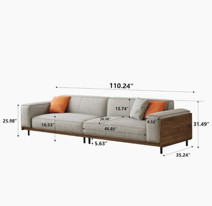 Modern 4-Seater Upholstered Fabric Sofa for Living Room, 111.8", view 3
