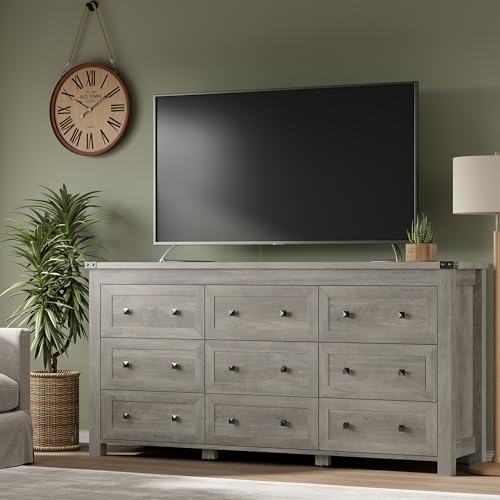 9-Drawer Dresser, Modern Wooden Storage Chest of Drawers, Dresser TV Stand, view 6