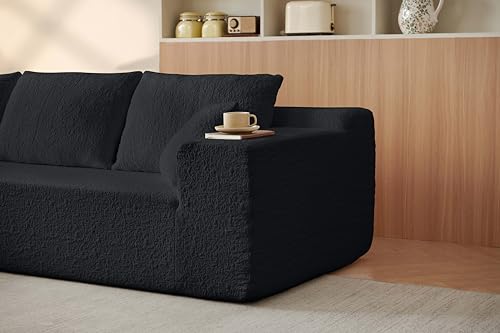 104" Cloud Sectional Couch with L Shape Chaise,Modular Sofa with Deep Seat, Upholstered Couches for Living Room Bedroom,No Assembly Required, Black (Innovative Chenille Fabric)