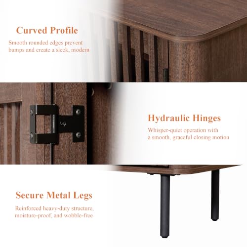 31.5" Tall Modern Sideboard Buffet Cabinet with Storage, Walnut, view 5