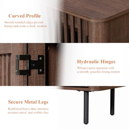 31.5" Tall Modern Sideboard Buffet Cabinet with Storage, Walnut, view 5