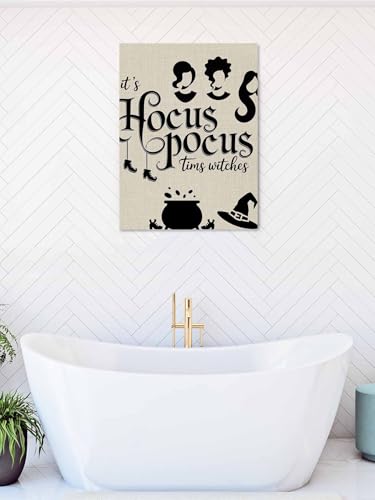 NuYeBiofx Halloween Witches Hat on Burlap Canvas Wall Art Prints,30"x20" Framed Picture Artwork Shoes Farm Black Quote Printed Canvas Oil Painting for Living Room Bedroom Office,Ready to Hang