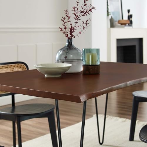 Henley Dining Table 60 Inch Live Edge Acacia Wood Black Walnut Finish Modern Kitchen Room Entertaining Home Furniture Quality Stylish Elegant Durable Refined